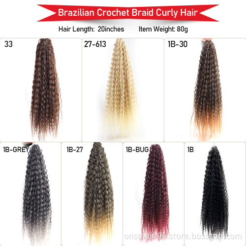 wholesale Synthetic pre passion twist brazilian braid  Curly Crochet Hair 20inch Ombre Brazi Braiding Hair Extensions for  Women